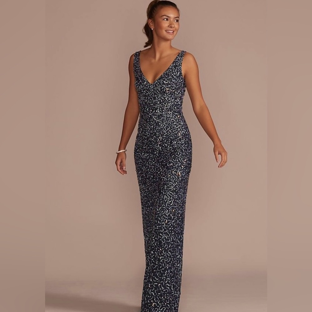 JULES AND CLEO V-Neck Allover Sequin Tank Sheath Dress NWT - 2 - Picture 2 of 15